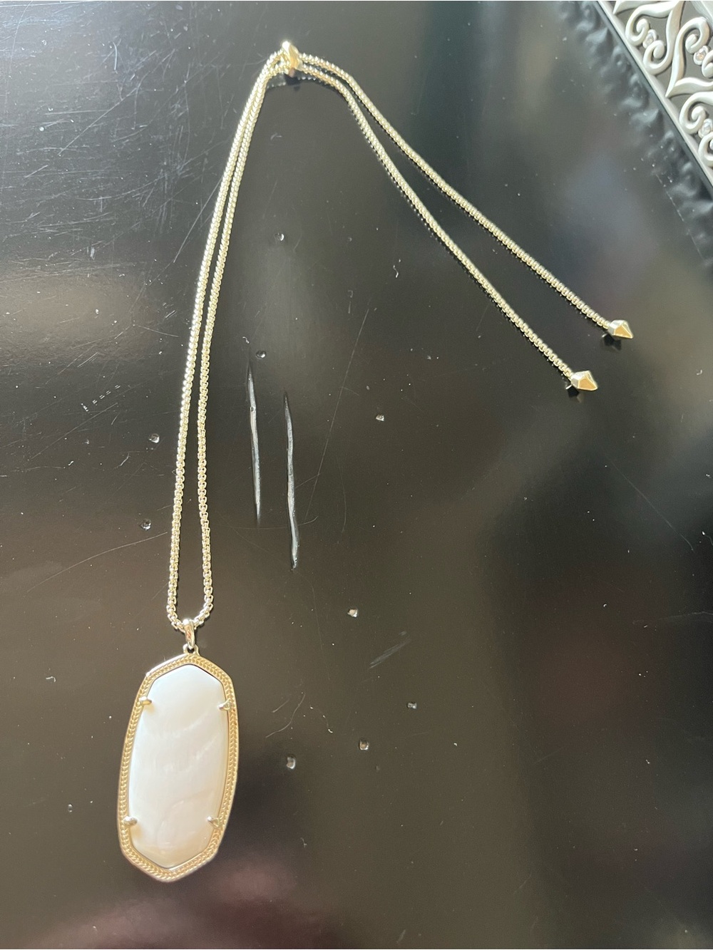 Kendra Scott Gold Plated With Mother of Pearl Stone Pendant Necklace -
